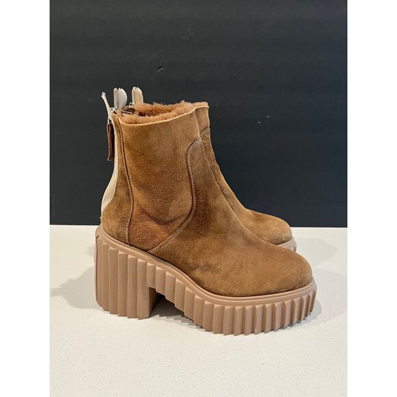 AGL Tan Suede Leather Ankle Boots With Sherpa Interior size 37 - Picture 2 of 8